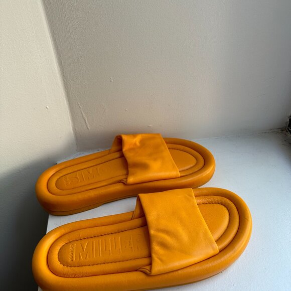 Simon Miller x Mango Orange Leather Slide Sandals Eur 38 US 7.5 - Picture 3 of 4